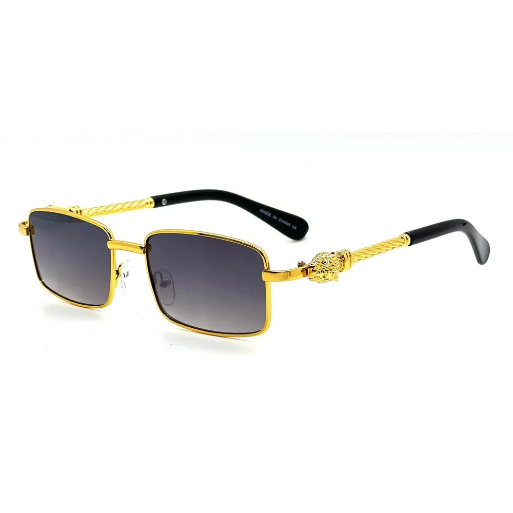 Gold Frame Black LensSunglasses Rectangle Fashion Shades Men‎ Migos Cholo Style